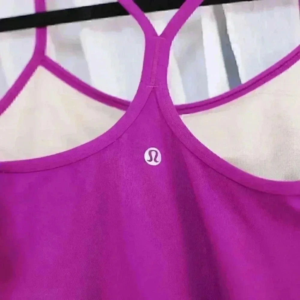 Lululemon Shirt Womens 6 Pink Workout Razorback Lined Bra Sleeveless GYM TANK - Picture 4 of 6